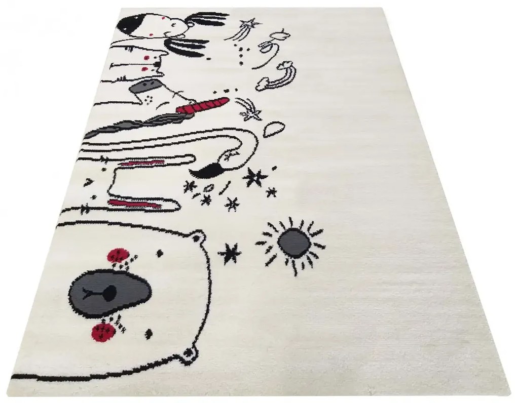 Biały dywan dziecięcy w zwierzątka B9-F43
