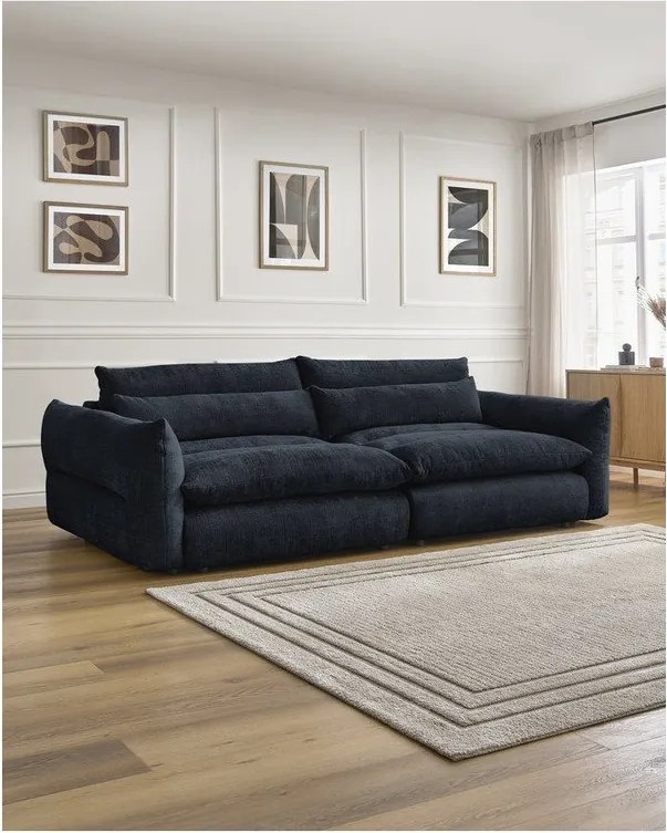 Ciemnoniebieska sofa z tkaniny szenilowej 276 cm Neil – Bobochic Paris
