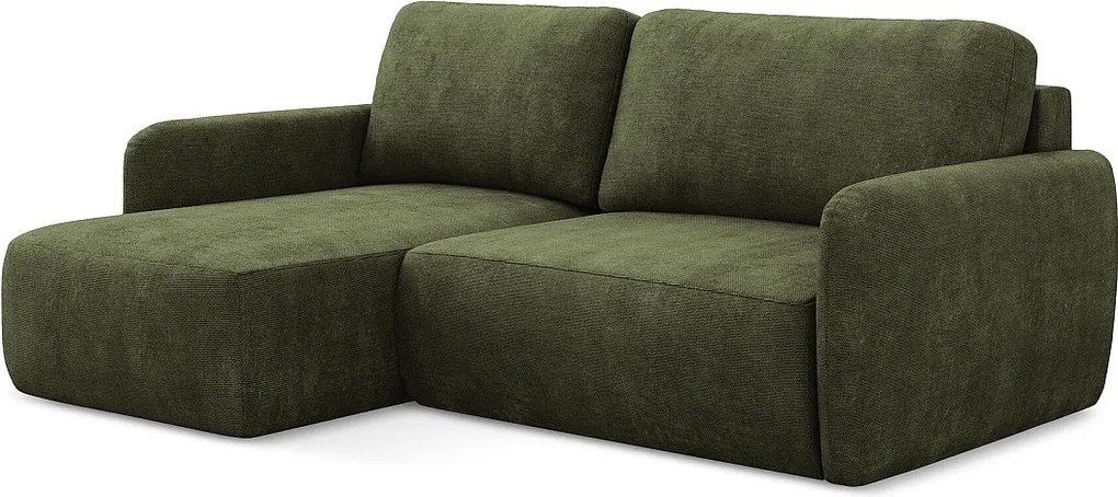 Narożnik lewostronny z funkcją spania - z tkaniny szenilowej - oliwkowy - LILO