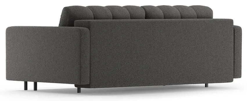 Ciemnoszara rozkładana sofa ze schowkiem z materiału bouclé 222 cm Bali – Cosmopolitan Design