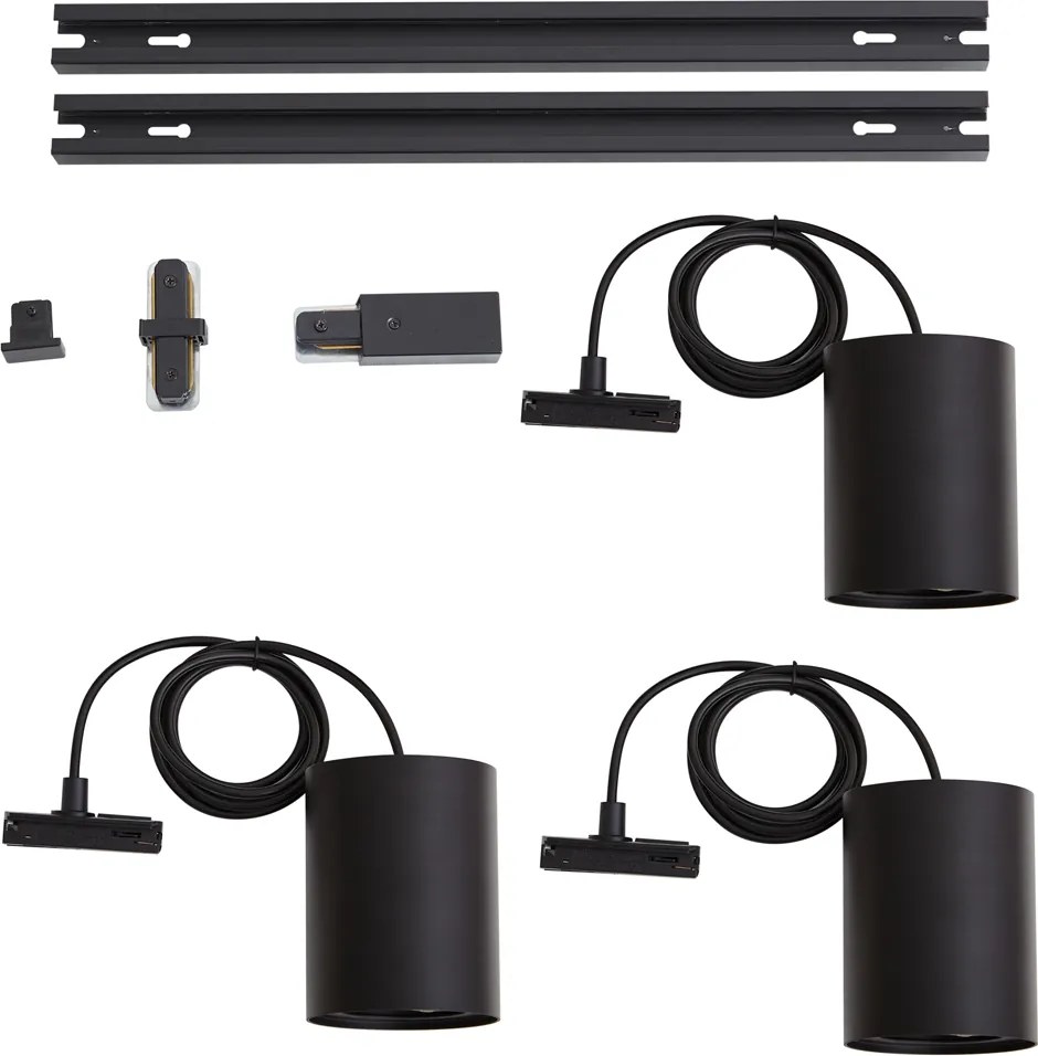 Nowoczesny system szynowy z 3 lampami wiszącymi czarny 1-fazowy - Iconic Holt