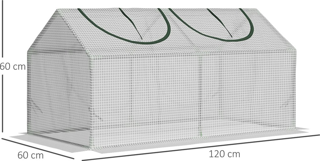 Outsunny Szklarnia Foliowa z Okienkiem PE Cieplarnia na Pomidory 119x60x60cm Biała | Aosom PL