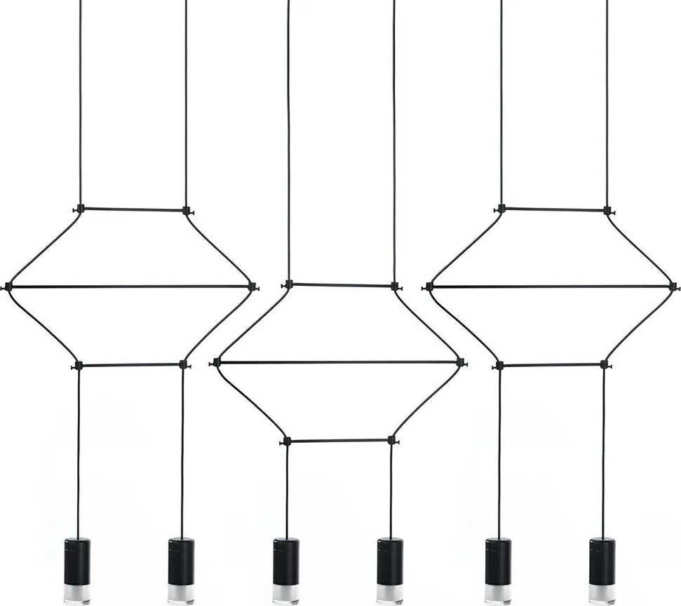 Geometryczna lampa wisząca z metalu i szkła Flusso Line 6
