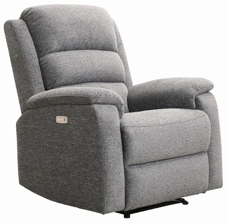 Fotel z elektryczną funkcją relax z tkaniny NEVERS - Kolor szary