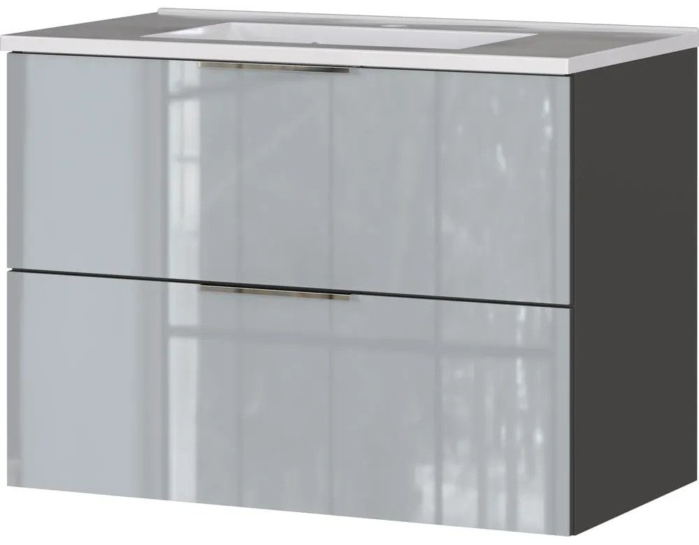 Szara niska szafka wisząca z umywalką 81x61 cm Vasio – Germania