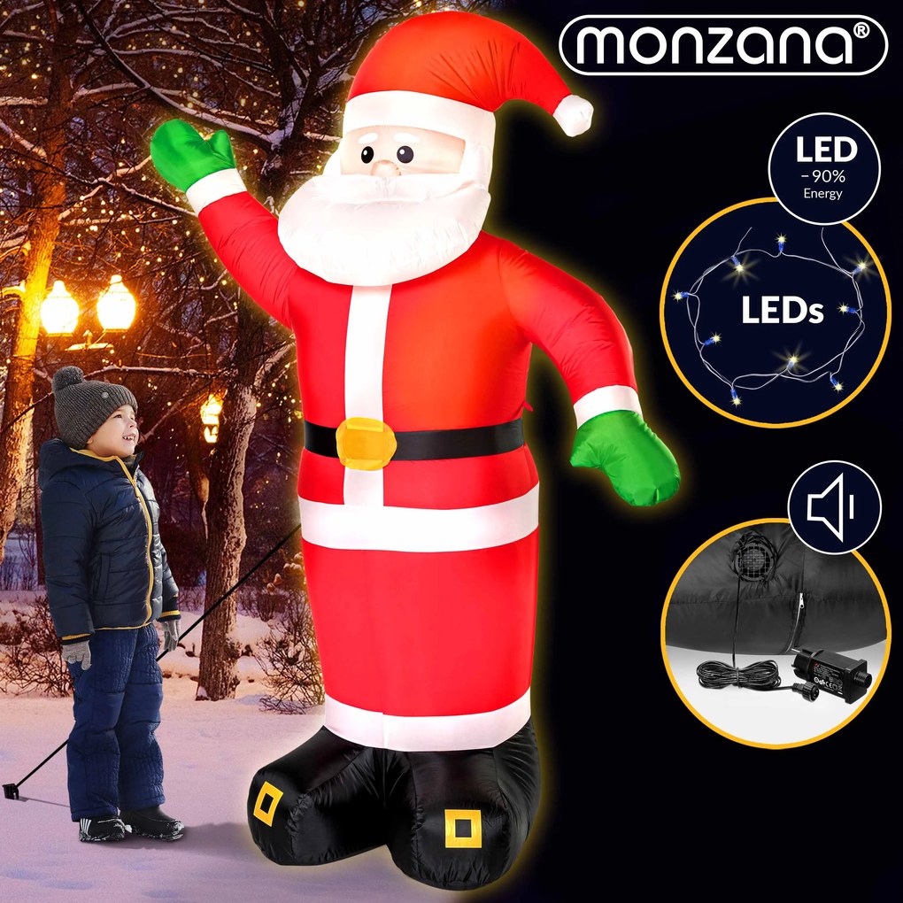 Monzana Nadmuchiwany Mikołaj z oświetleniem, 250cm, czerwona