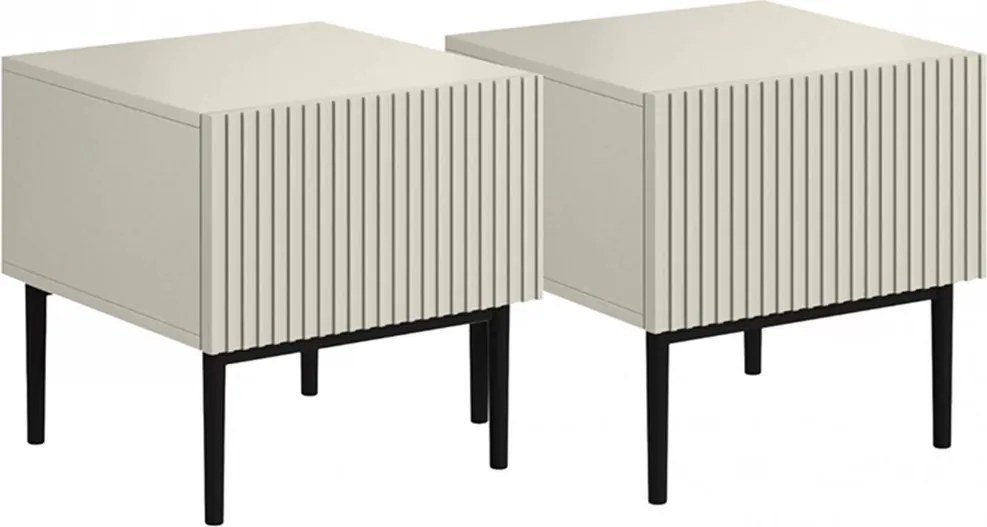 Zestaw szafek nocnych Nicole 46 cm - kaszmir / czarne nóżki