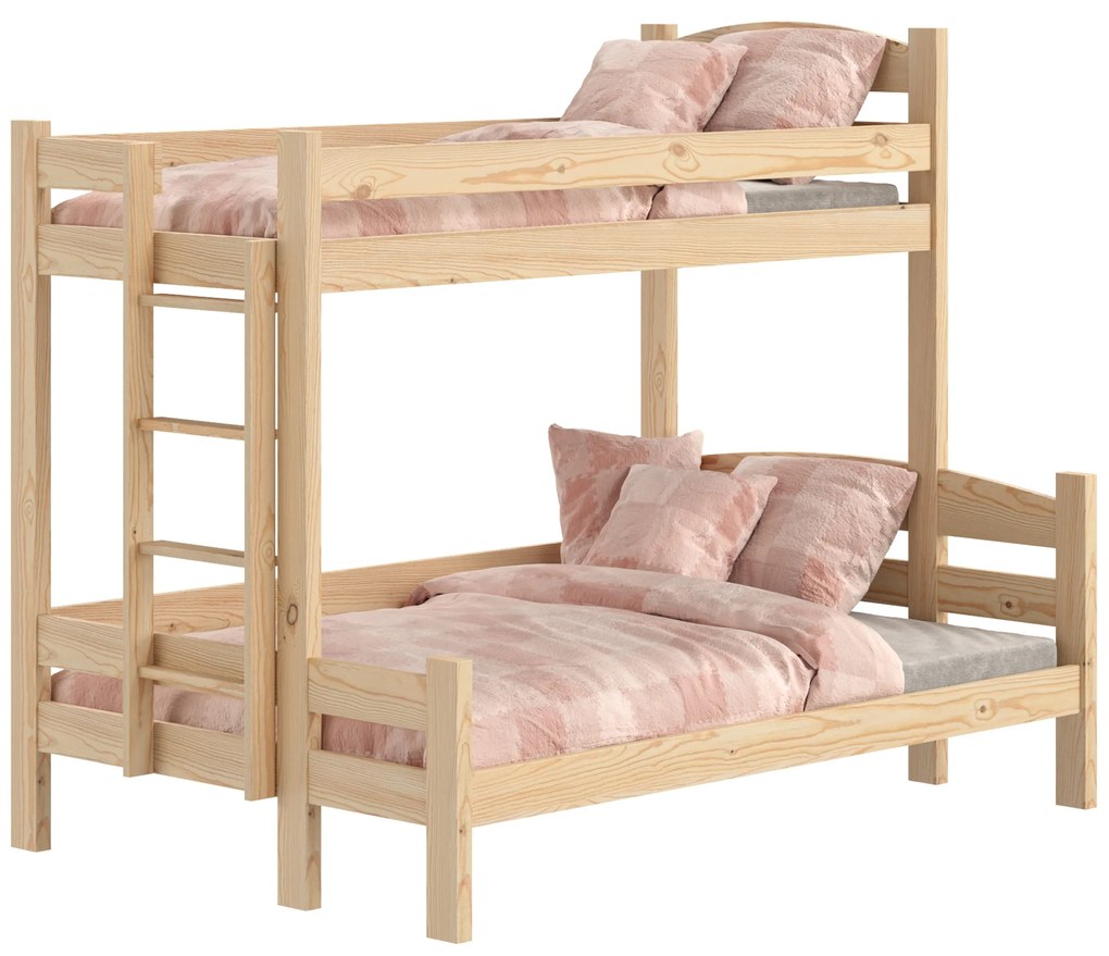 Łóżko piętrowe Lovic 90x200/120x200 z szufladami lewostronne - sosna