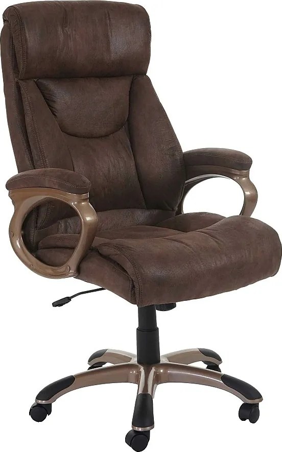 Krzesło biurowe Denver,  wygląd zamszowy, kolor brązowo-szary