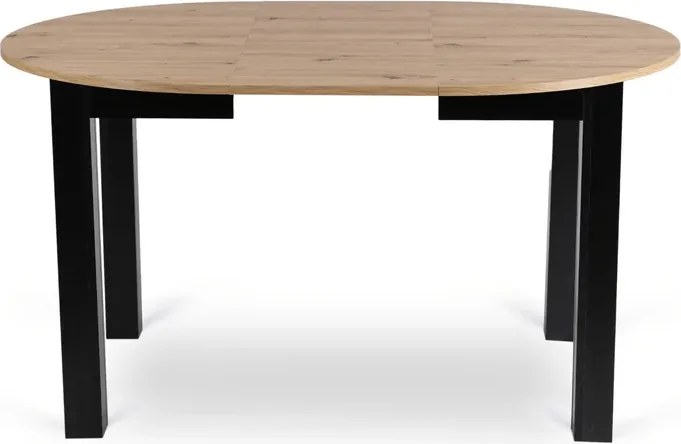 Zestaw Stół Okrągły Rozkładany HARRY 102-142 cm Dąb Artisan/Czarny i 6 Krzeseł Tapicerowanych PERU Beżowych