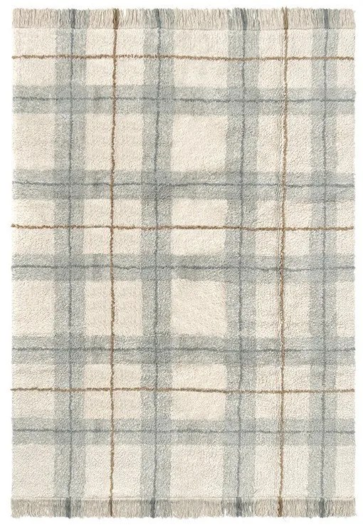 Kremowo-szałwiowy bawełniany dywan odpowiedni do prania/tkany ręcznie 140x190 cm Tartan Blue Sage – Lorena Canals