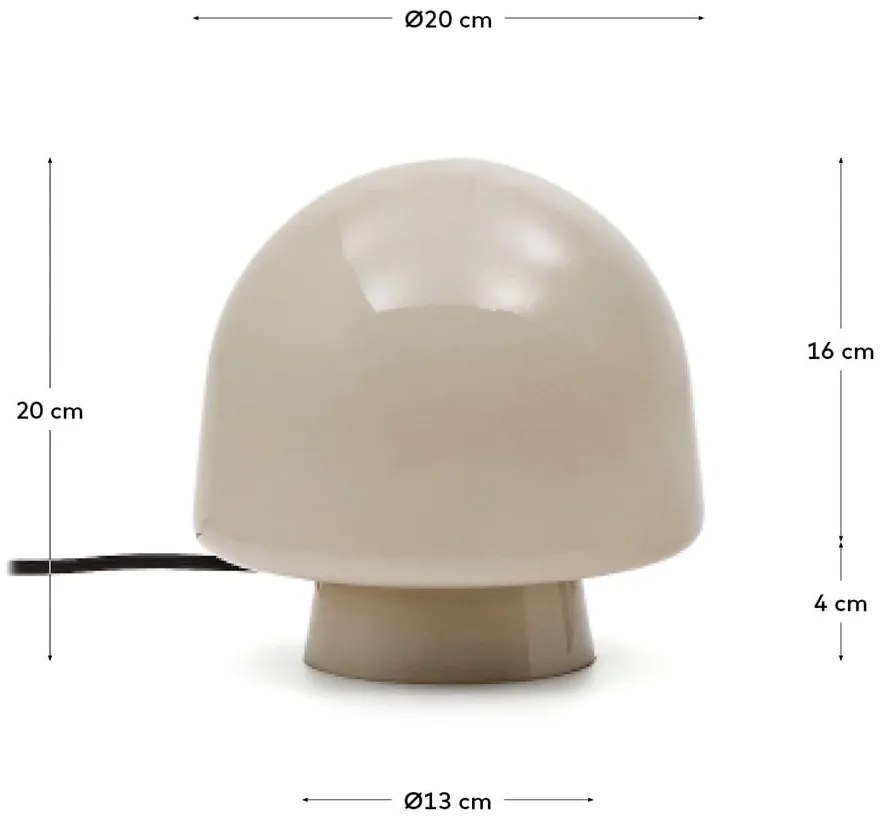 Szarobeżowa lampa stołowa ze szklanym kloszem (wysokość 20 cm) Reig – Kave Home