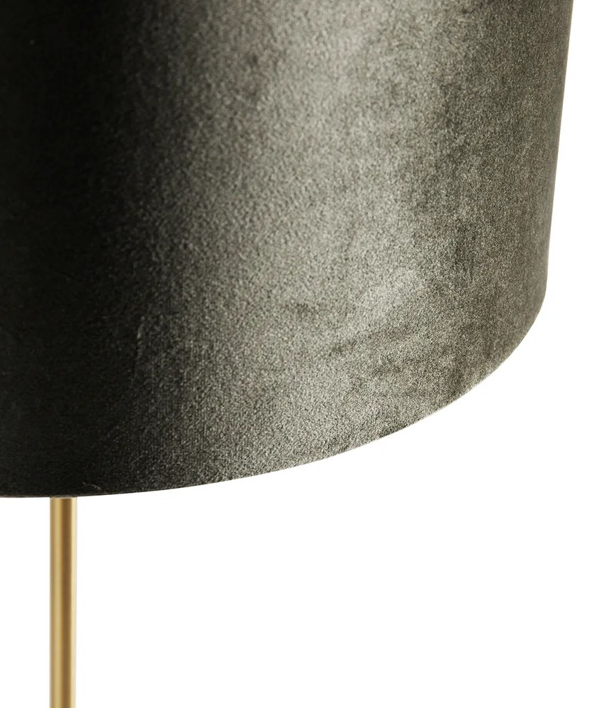 Lampa stołowa mosiężna z aksamitnym abażurem zielonym 35 cm - Kaso klasyczny/Antyczny Oswietlenie wewnetrzne