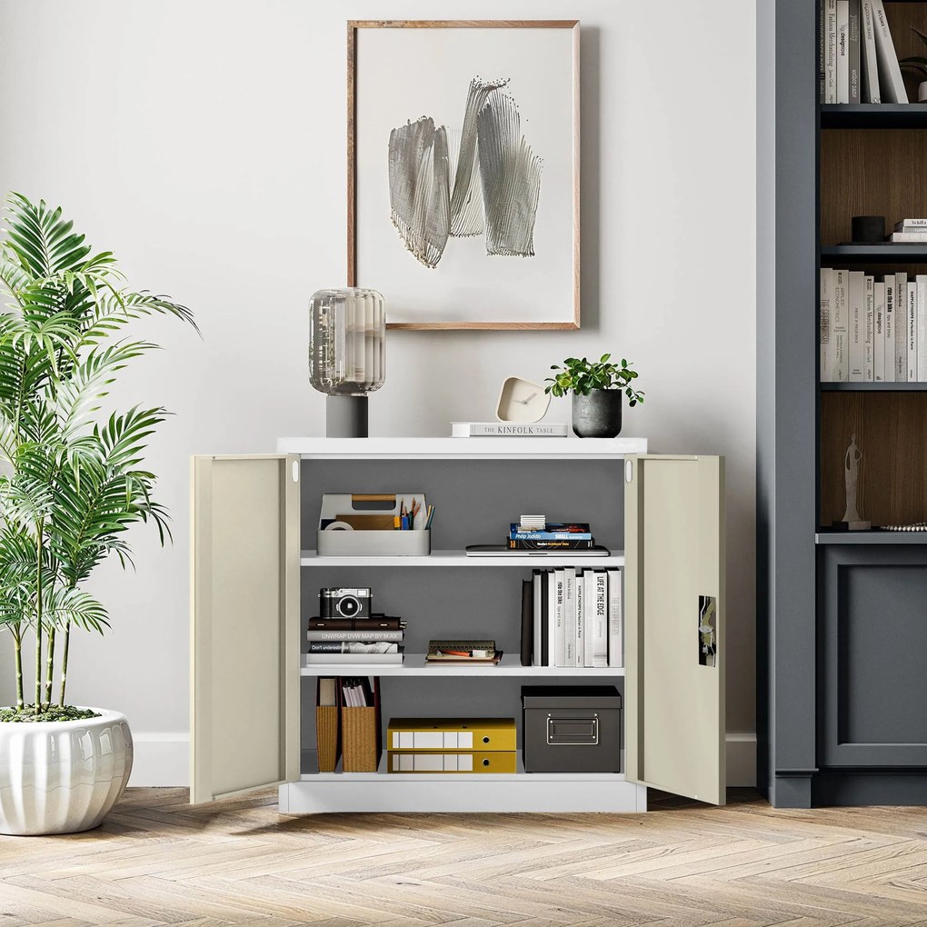 Szafka biurowa BEATA, 900 x 930 x 400 mm, Eco Design: biała/ dąb sonoma