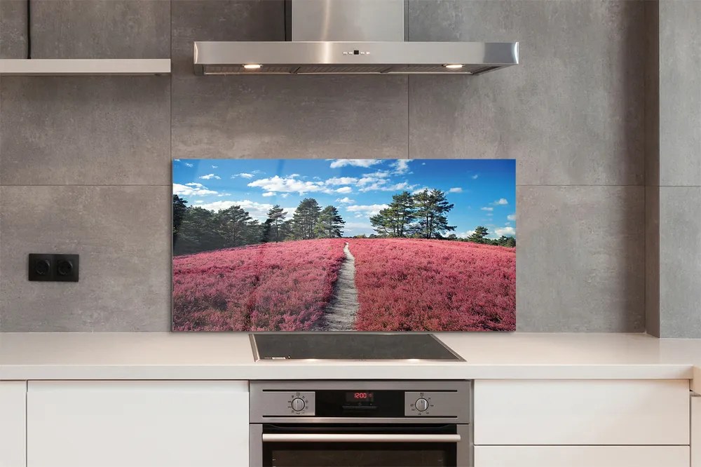 Szkło do Kuchni na Ścianę Wrzosowisko na Skraju Lasu