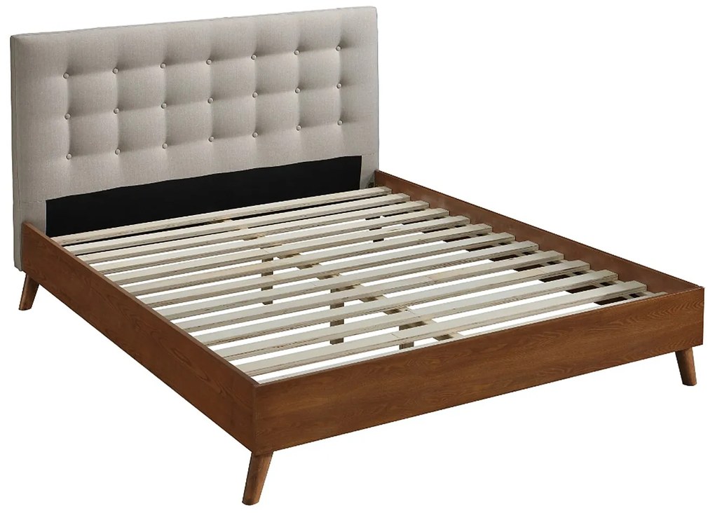 Łóżko FRANCESCO z pikowanym zagłówkiem - 180x200cm - Beżowa tkanina