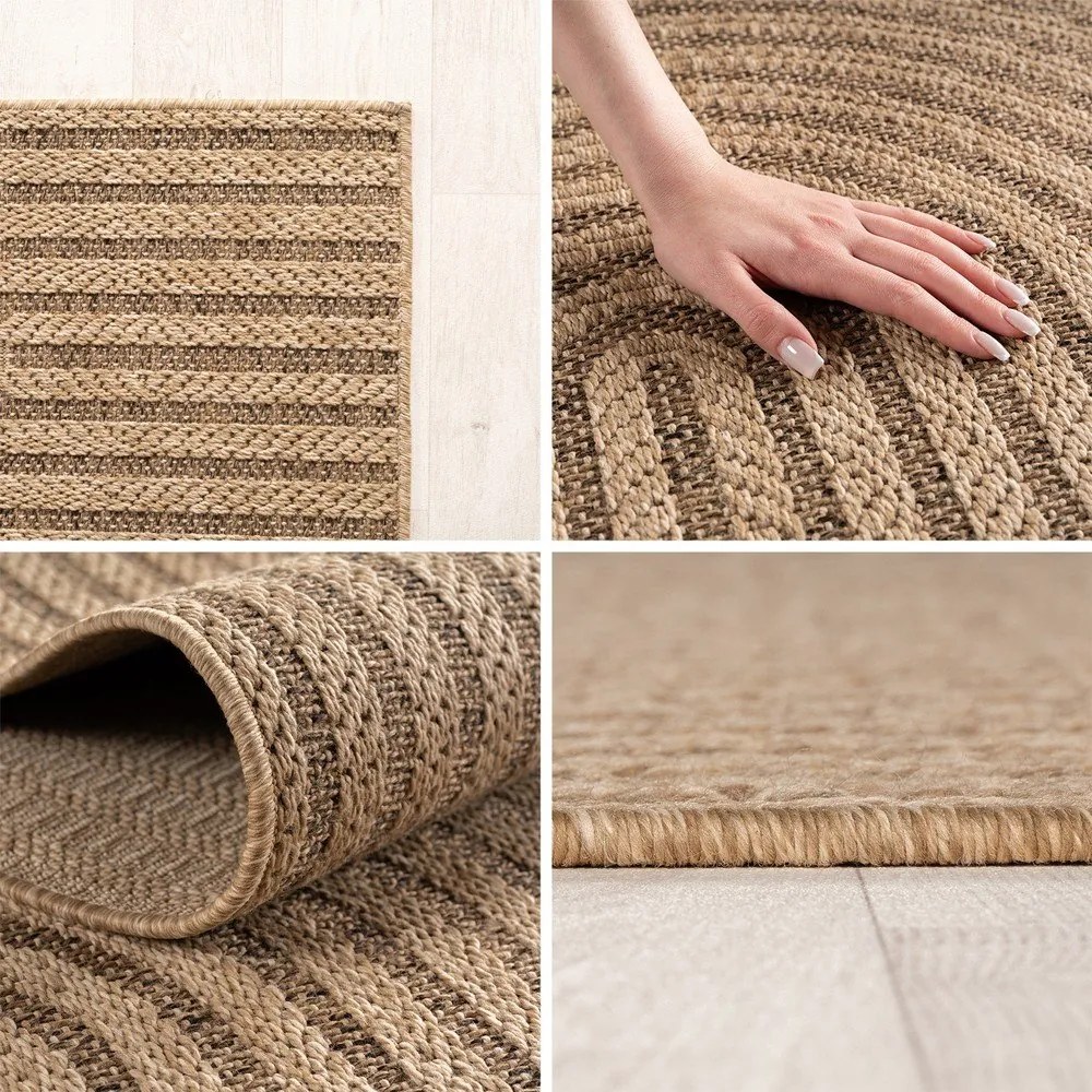 Brązowy okrągły dywan odpowiedni na zewnątrz ø 80 cm Timber 1401 – Ayyildiz Carpets