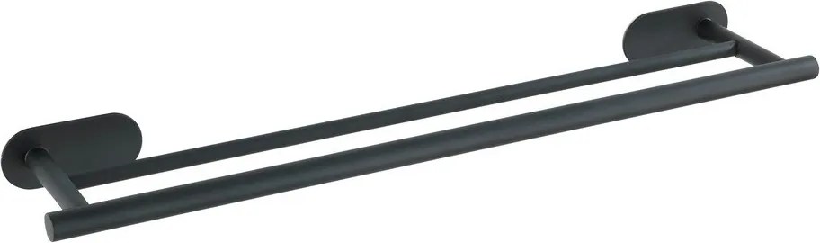 Matowy czarny podwójny ścienny uchwyt na ręczniki ze stali nierdzewnej Wenko Orea Rail Duo Turbo-Loc®