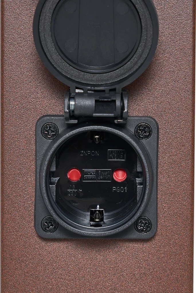 Lampa zewnętrzna rdzawobrązowa z przezroczystym szkłem 80 cm IP44 z gniazdem i czujnikiem ruchu - Malios