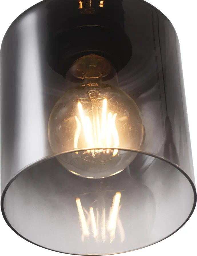 Nowoczesna lampa wisząca czarna z dymionym szkłem, 4 źródła światła - Dame