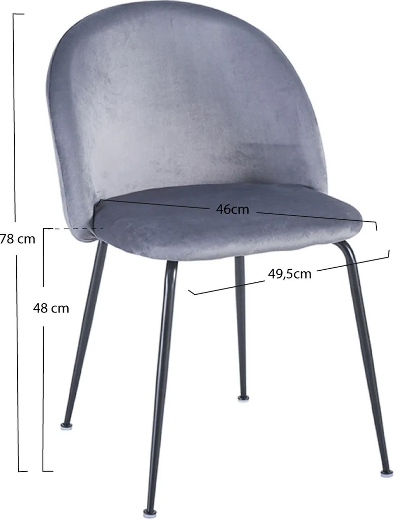 Zestaw 4 Krzese Black Dalnia Aksamitne