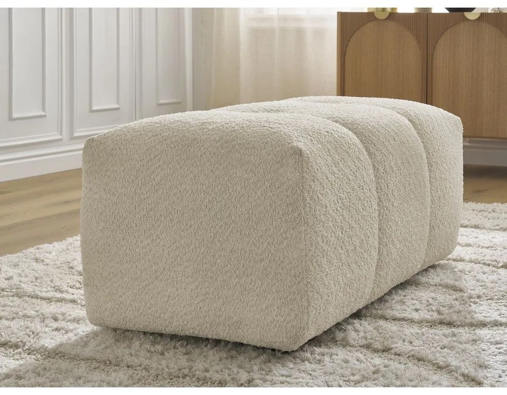 Beżowy podnóżek z materiału bouclé Roxelane – Bobochic Paris