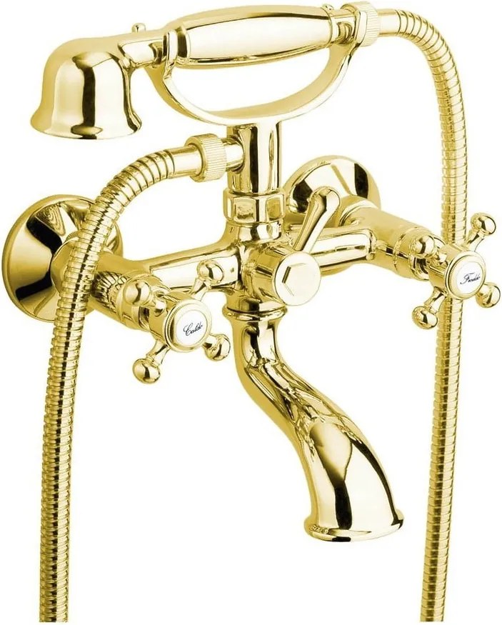 Bateria wannowa ścienna w kolorze złota (2 otwory) Antea – Sapho