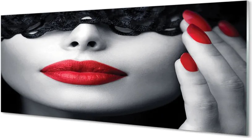 Szklany Panel Kobieta z Czerwonymi Ustami