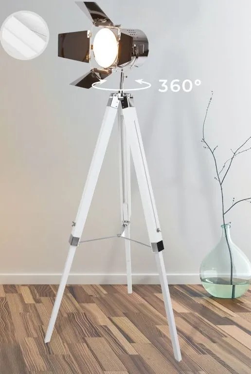 JAGO Lampa podłogowa ze statywem drewnianym, biały mat