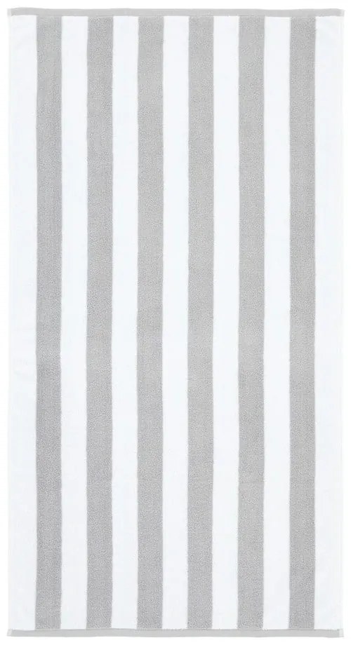 Biały/szary bawełniany ręcznik kąpielowy frotte 70x120 cm Reversible Stripe – Bianca