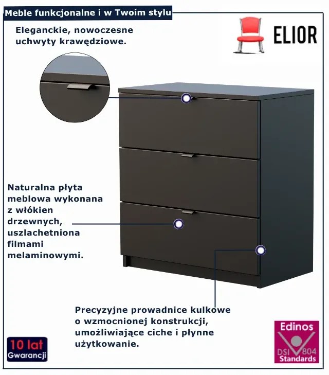 Czarna nowoczesna komoda z szufladami M1-G68