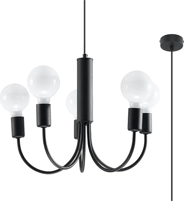 Żyrandole nowoczesny Minimo, stal - 5 źródło światła 4000K - L.45 x H.100 cm - czarny