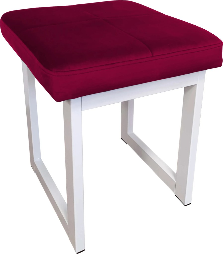 Taboret SOLID tkanina Welur stelaż metalowy STOŁEK LOFT : Kolor Stelaża - Biały, Kolor tkaniny - VELVET - MG31, Typ tkaniny - Velvet, Wysokość - 45 cm
