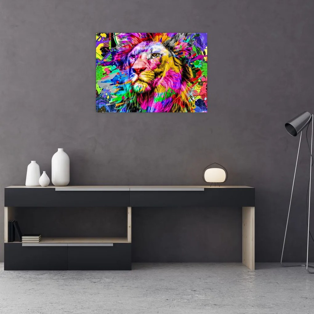 Obraz na szkle - obraz 3D lwa (70x50 cm)