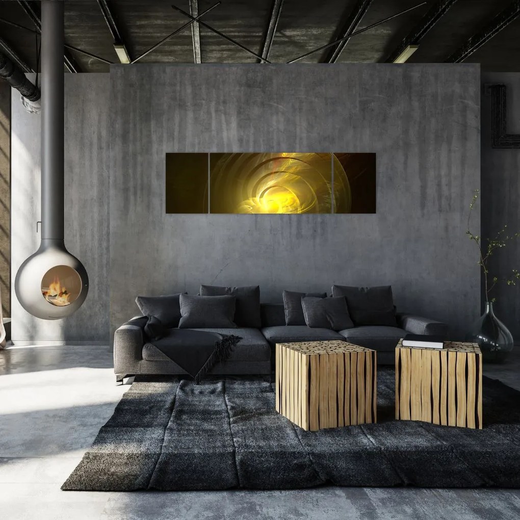 Obraz żółtej abstrakcyjnej spirali (170x50 cm)