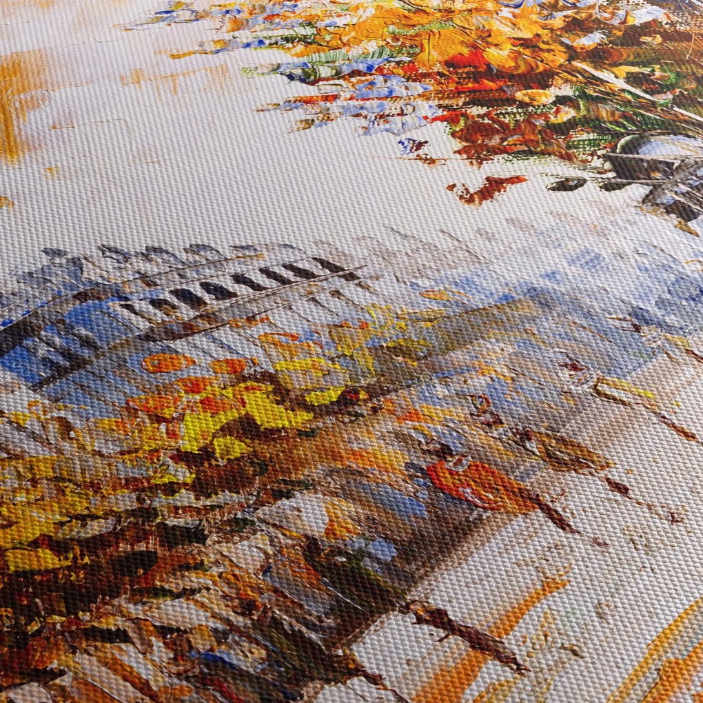 Obraz - Ulica w Paryżu (z zegarem) (90x30 cm)