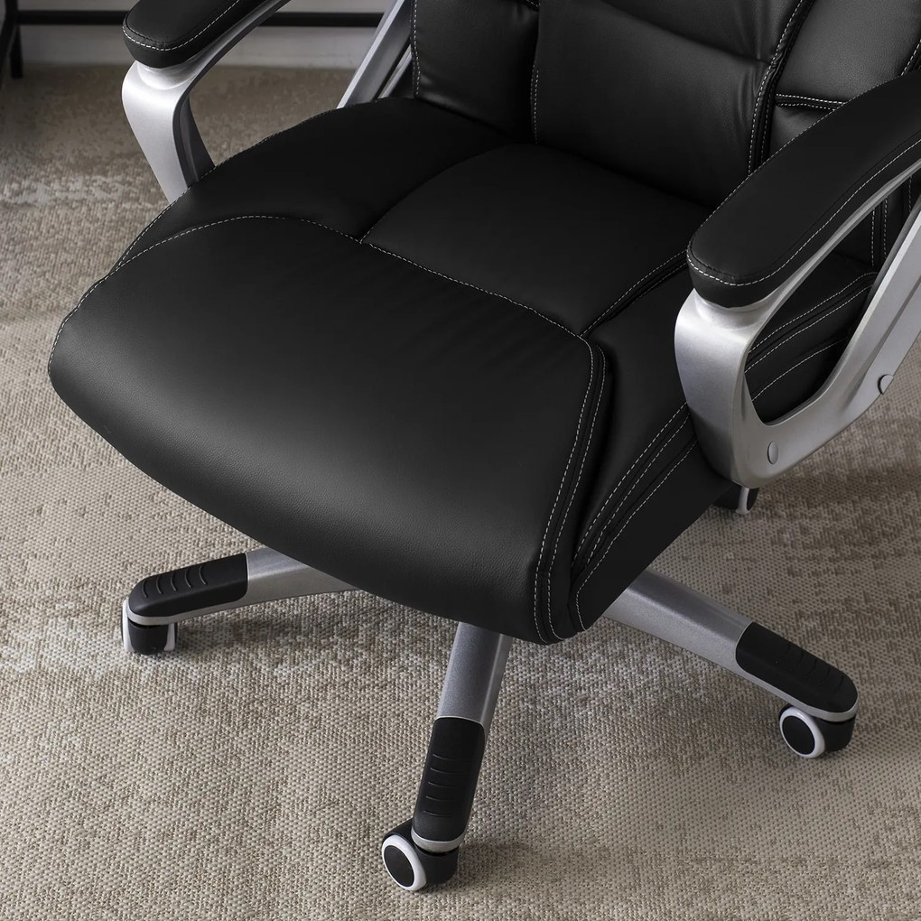 Fotel Biurowy Gabinetowy Obrotowy BRAVO Czarny Ekoskóra Nowoczesny