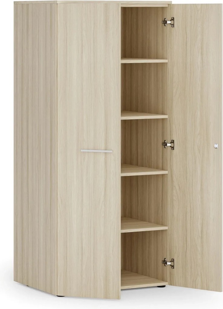 Szafa biurowa z drzwiami PRIMO WOOD, 1781 x 800 x 600 mm, dąb naturalny