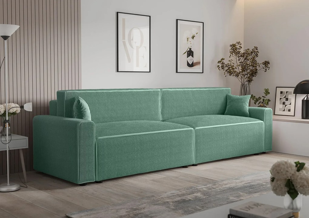 Miętowa sofa rozkładana z pojemnikiem Z4-G84