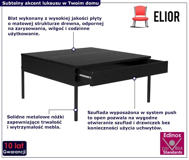 Elegancki czarny stolik z szufladą A2-T37
