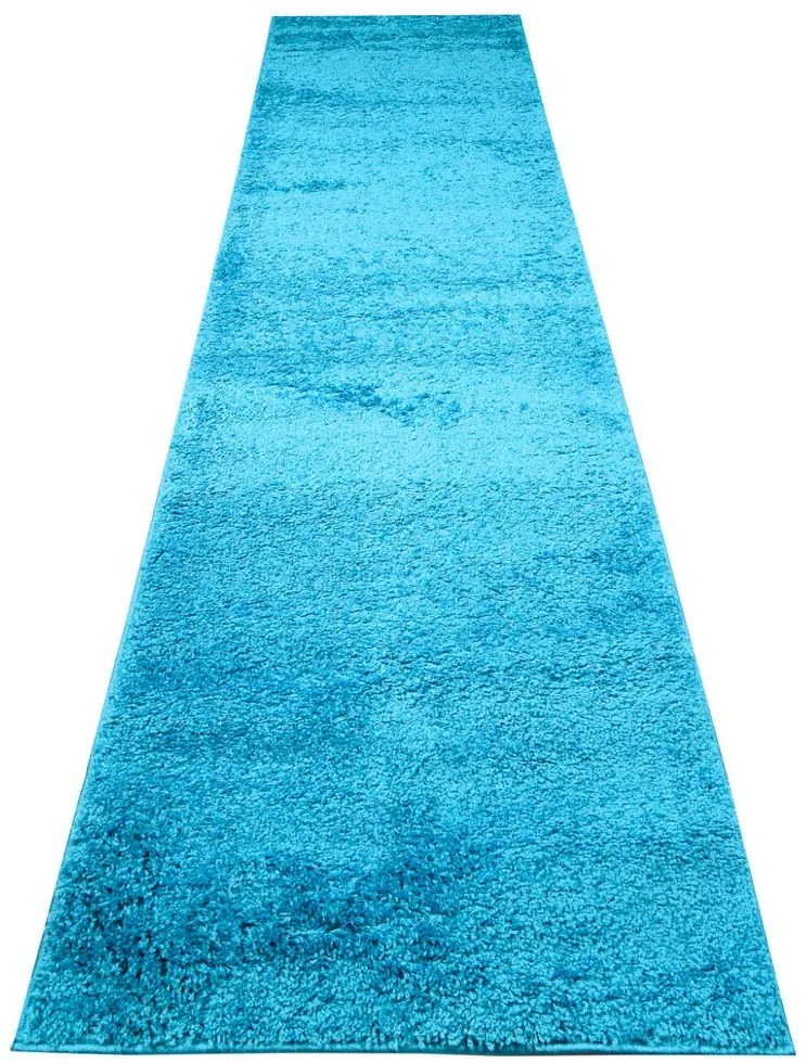 Turkusowy chodnik typu shaggy na metry N6-K20