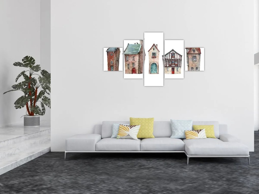 Obraz - Domy akwarelowe (125x70 cm)