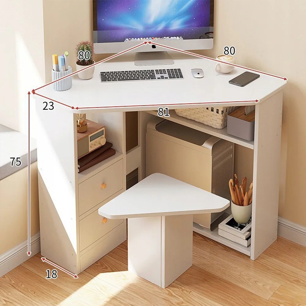 Białe biurko narożne z półkami – 80x75x23 cm