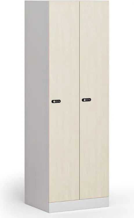 Szafka ubraniowa S1, 2-drzwiowa, 1850 x 600 x 500 mm, zamek mechaniczny na kod, drzwi laminowane, brzoza