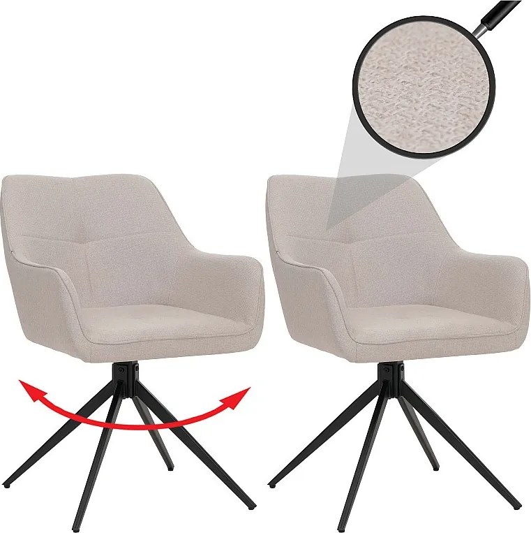 Krzesło do jadalni MCW-O47 (zestaw 2 sztuk),  kremowy biały