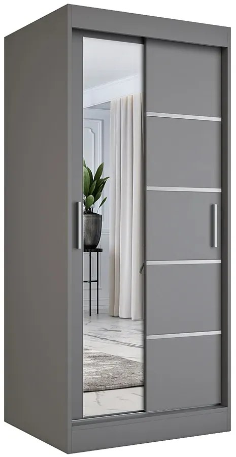 Antracytowa dwudrzwiowa szafa przesuwna A4-G49