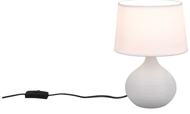 Biało-brązowa lampa stołowa z ceramiki i tkaniny Trio Martin, wys. 29 cm