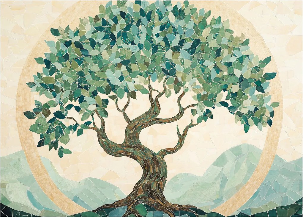 Obraz – Elegancka mozaika z drzewem (70x50 cm)