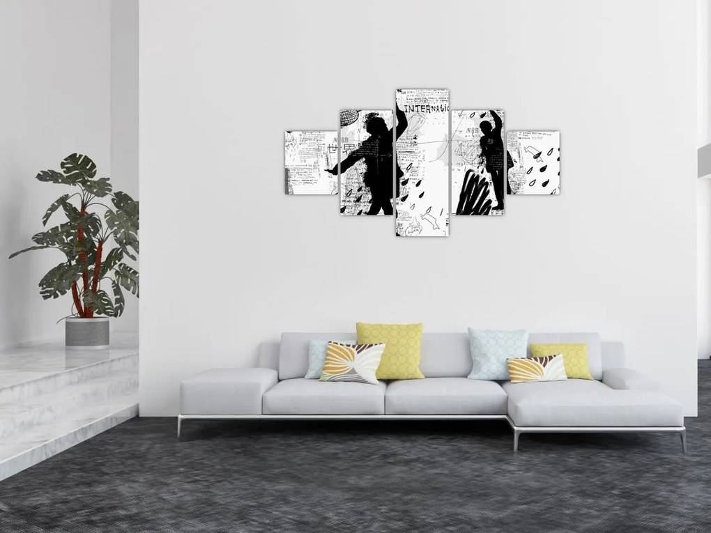 Obraz - Sztuka uliczna - zamieszanie (125x70 cm)