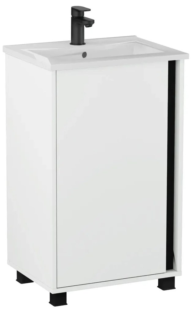 Zestaw Szafka z umywalką FOX 49 cm biała/czarna KROFAM